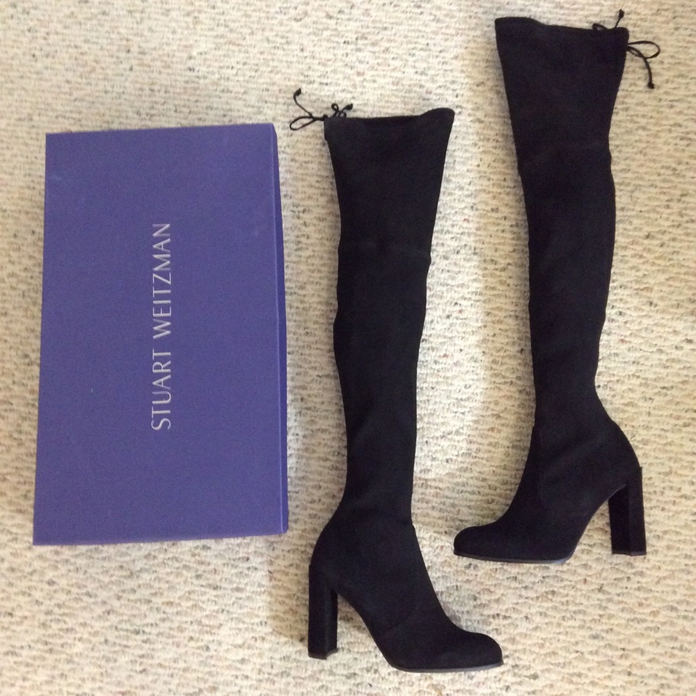 π STUART WEITZMAN black suede hiline OTK boots - Picture 2 of 8